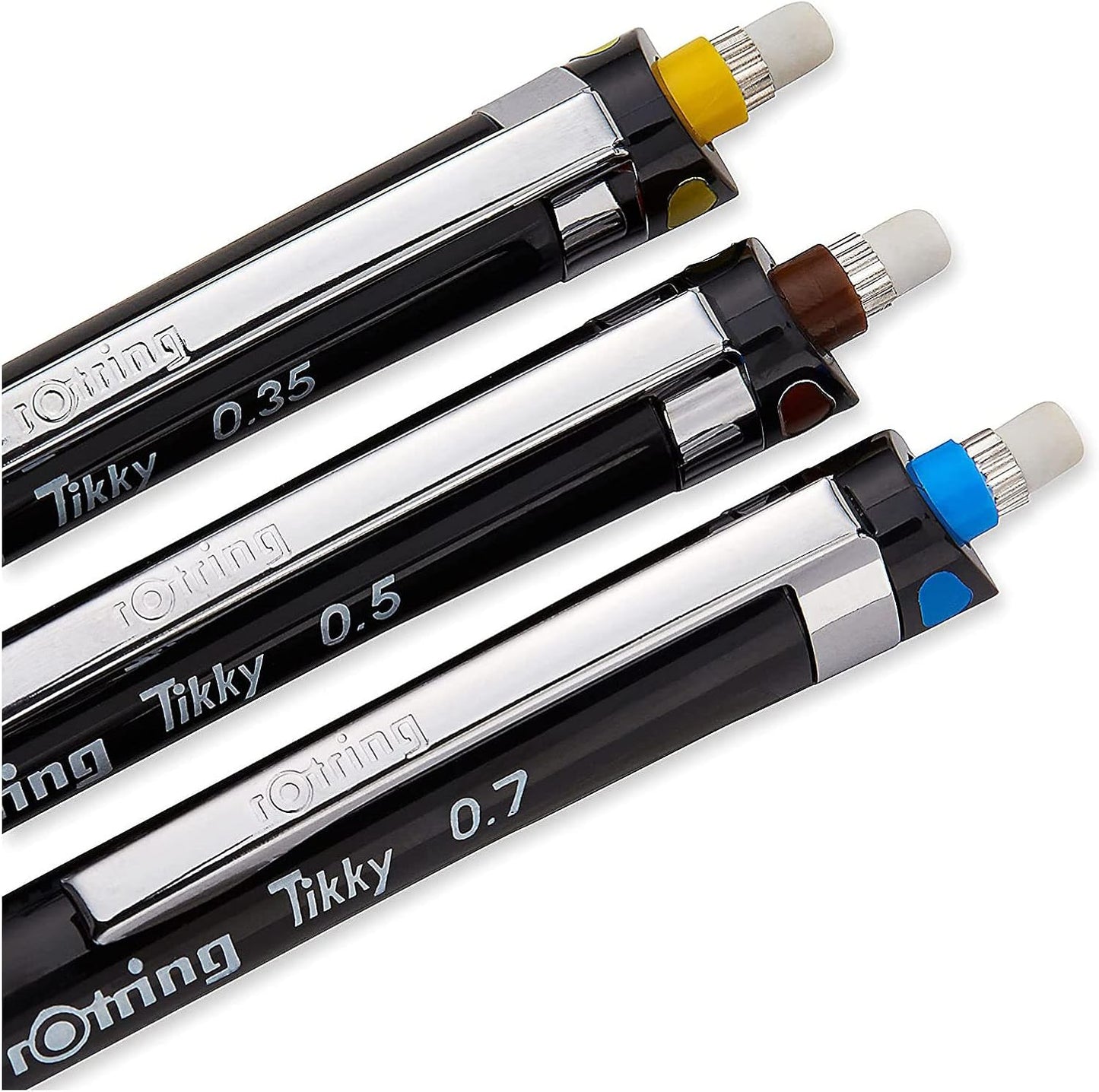 rOtring S0801310 Tikky Mechanical Pencil, Black Barrel, 3-Piece Set