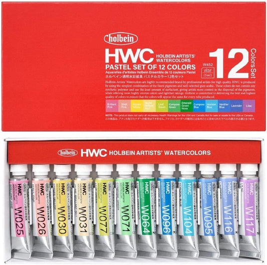 Holbein Artists' Watercolors - Pastels, Set of 12, 5 ml, Tubes