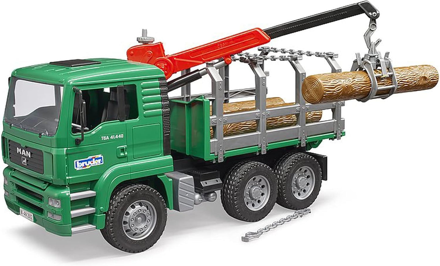 Bruder Toys - Forestry MAN Timber Truck with Fully Functioning Loading Crane, Tilting Loading Bed, and 3 Loadable Trunks - Ages 4+