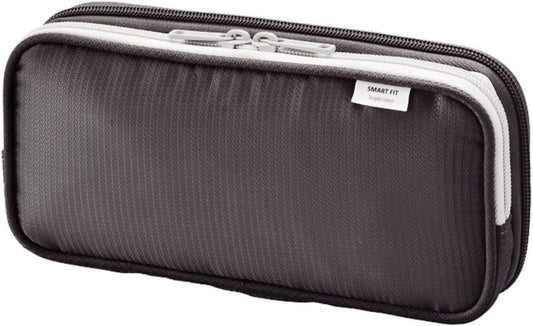LIHIT LAB Double Pen Case, Large, 4.1 x 8.7, Black (A7661-24) (A-7661-24)