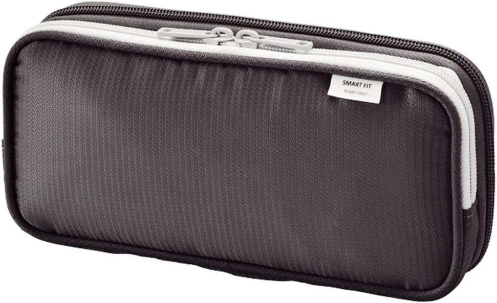 LIHIT LAB Double Pen Case, Large, 4.1 x 8.7, Black (A7661-24) (A-7661-24)