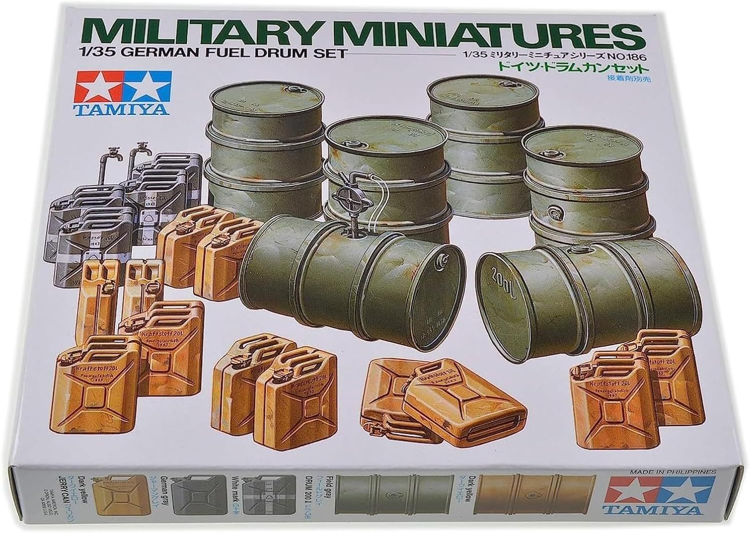 Tamiya Models German Fuel Drum Set 1/35 scale plastic diorama accessory for military models