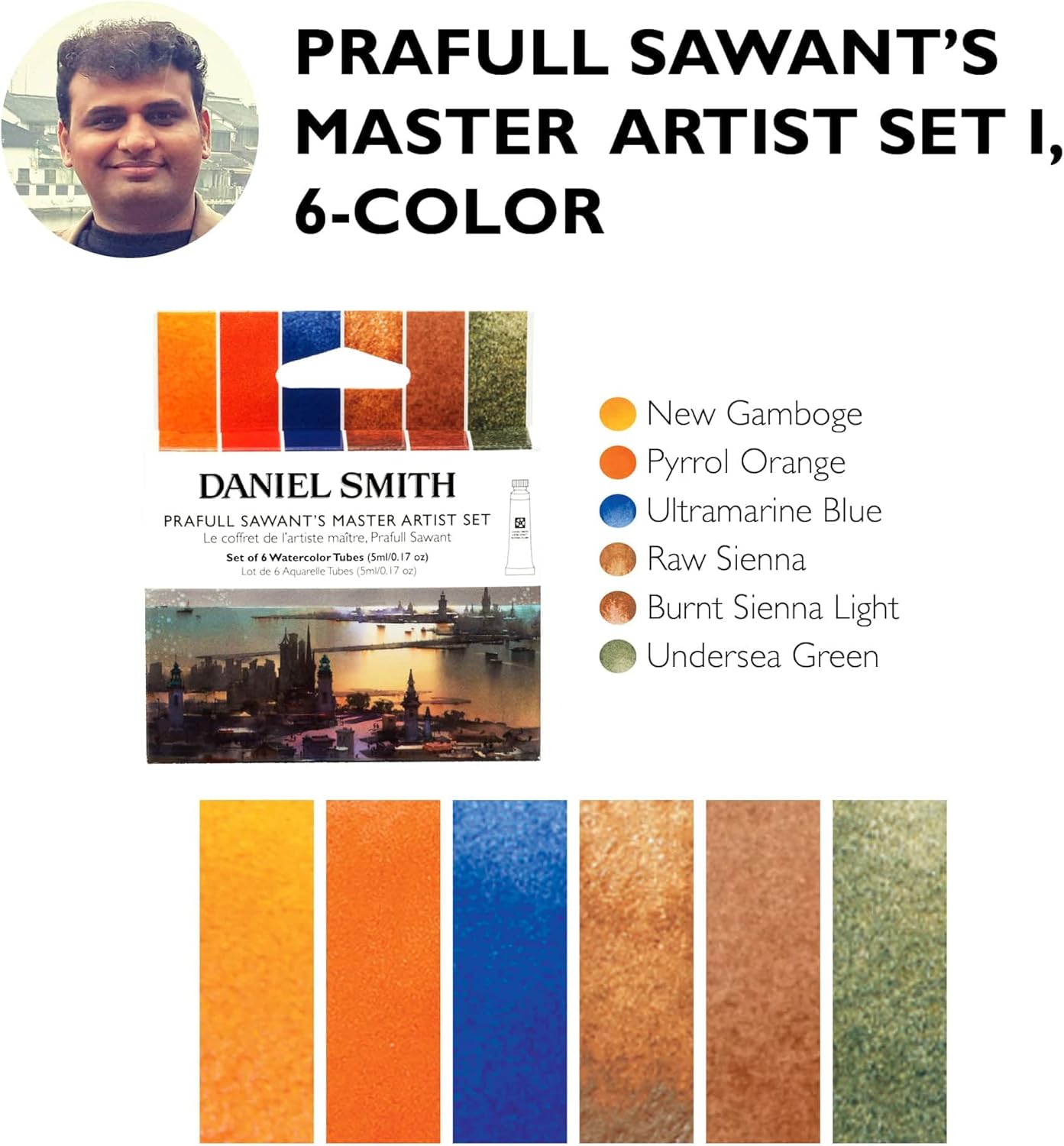 Daniel Smith 285610389 Prafull Sawants's Master Artist Set Watercolor Paint, 5ml, Multicolor 6, 0.16 Fl Oz (Pack of 6)