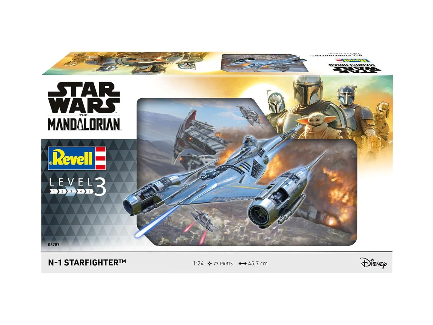 Revell 06787 Star Wars: The Mandalorian N1 Starfighter (Din Djarin) 1:24 Scale Unbuilt/Unpainted Plastic Model Kit with Seated 'Mando' Figure