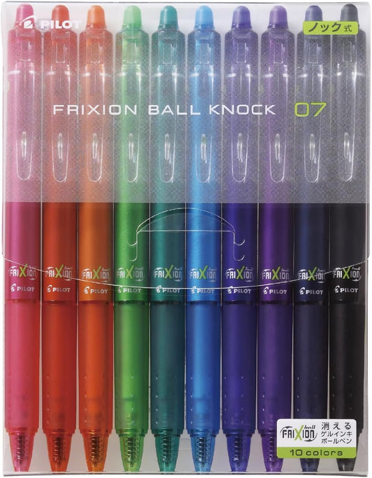 PILOT FriXion Ball Knock Retractable Gel Ink Pen, 0.7 mm, 10 Color Set (LFBK-230F-10C)