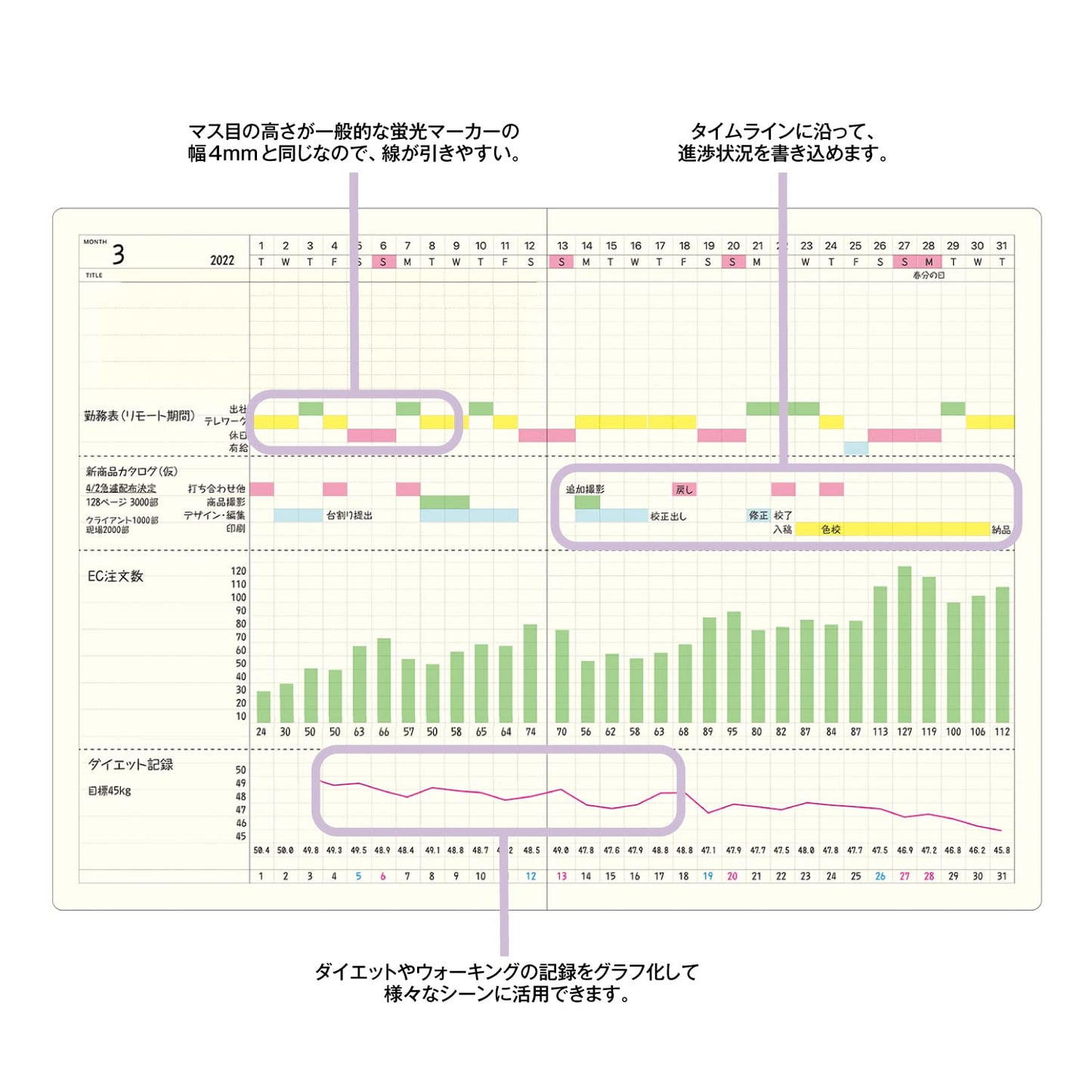 Laconic LGF05-36 Notebook A5 Gantt Chart Date Free Style Notebook