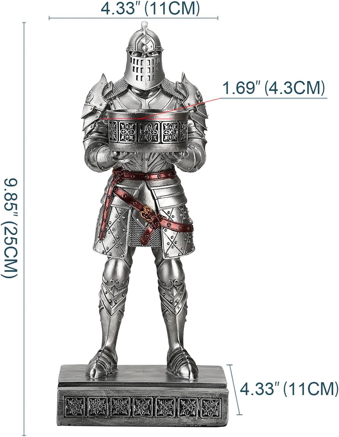 HDMbigmi King's Guard Standup Knight Candlestick Holders Resin TeaLight Holder Warrior Mobile Phone Stand Pen Holder Candle Holder for Restaurant, Altar, Home Table(Silver)