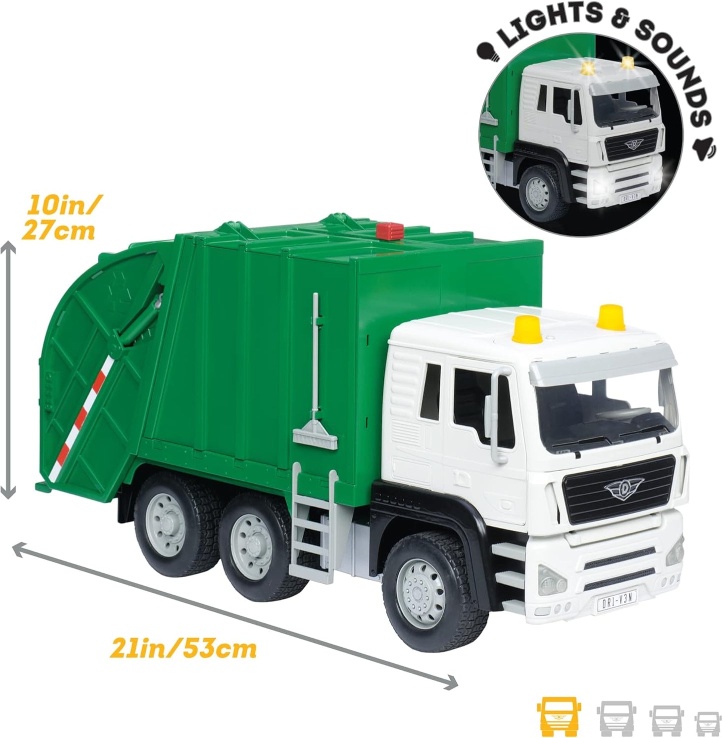 Driven by Battat ??? Large Toy Recycling Truck For Kids ??? Toy City Vehicle ??? Lights & Sounds Toy Truck ??? Movable Parts ??? 3 Years + ??? Standard Green Recycling Truck