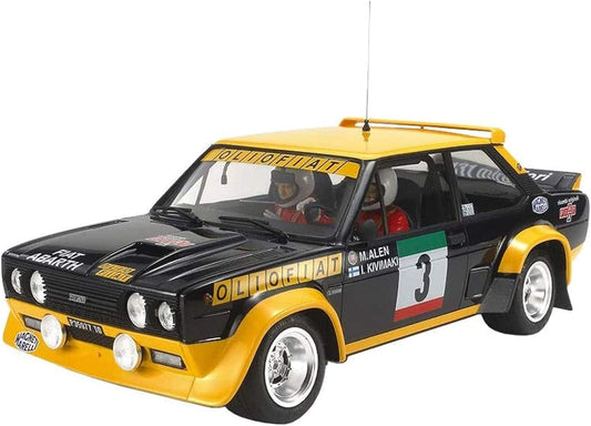 Tamiya 20069-000 300020069 Fiat Vehicle 1:20 131 Abarth Rally Olio, Faithful Replica, Making, Plastic, Crafts, Hobby, Gluing, Model kit, Assembly, unpainted, Blue/Yellow, Mittel