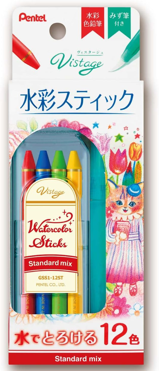 Pentel Watercolor Pencils – 12 Standard Mix Colors (GSS1-12ST)