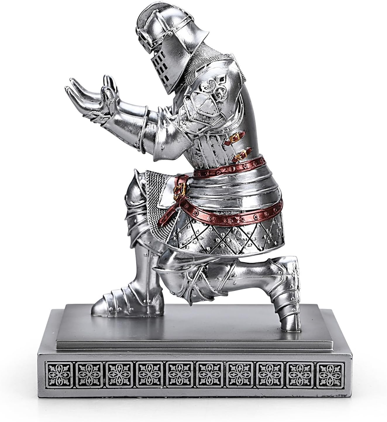 HDMbigmi King's Guard Knight Pen Holder Pen Stand Desk Organizers and Accessories Resin Pencil Holder as Gift with a Metal Sword Letter Opener for Office and Home (Silver)