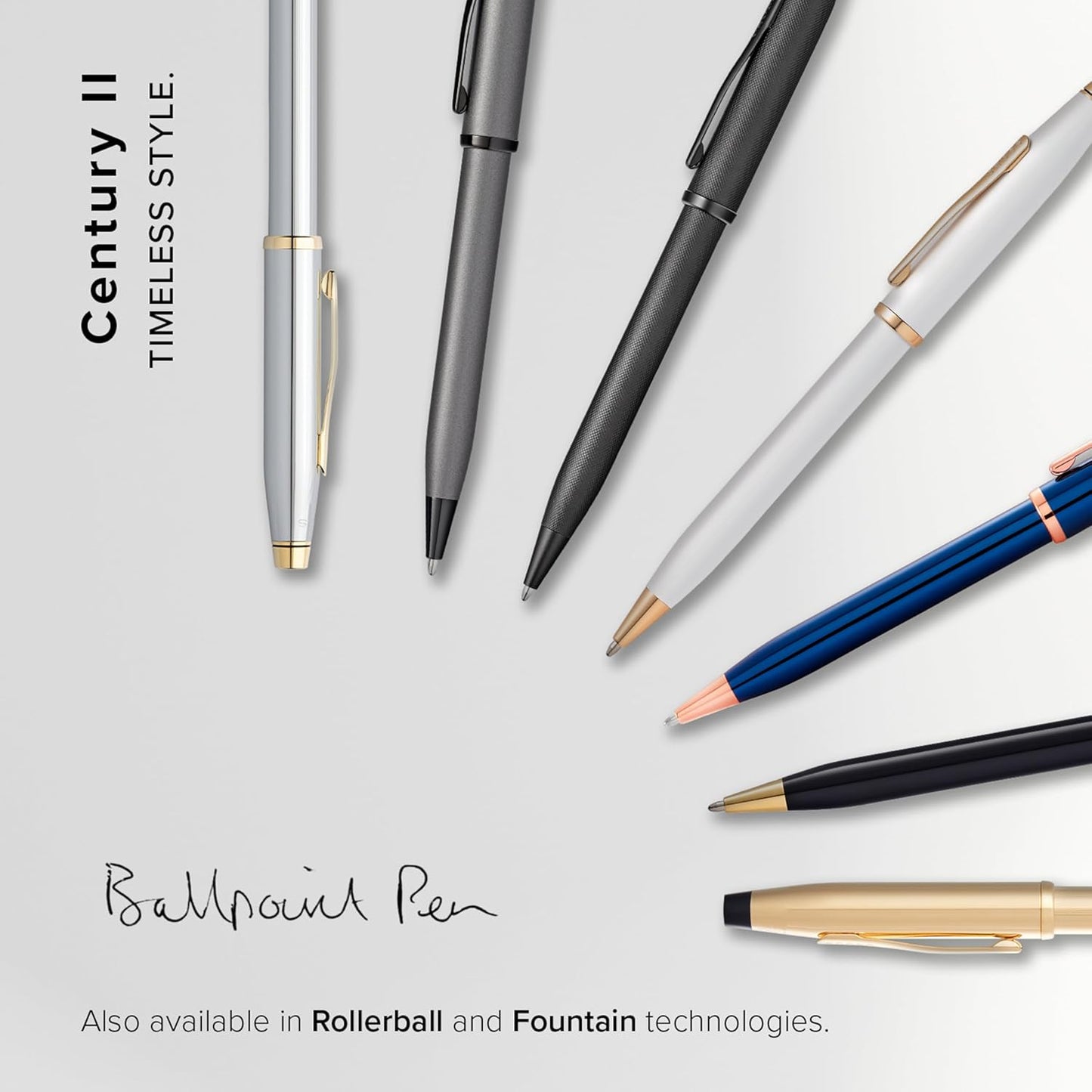 Cross Century II Refillable Ballpoint Pen Presented in a Luxury Gift Box - Medium Point, Black Ink, Black & Gold