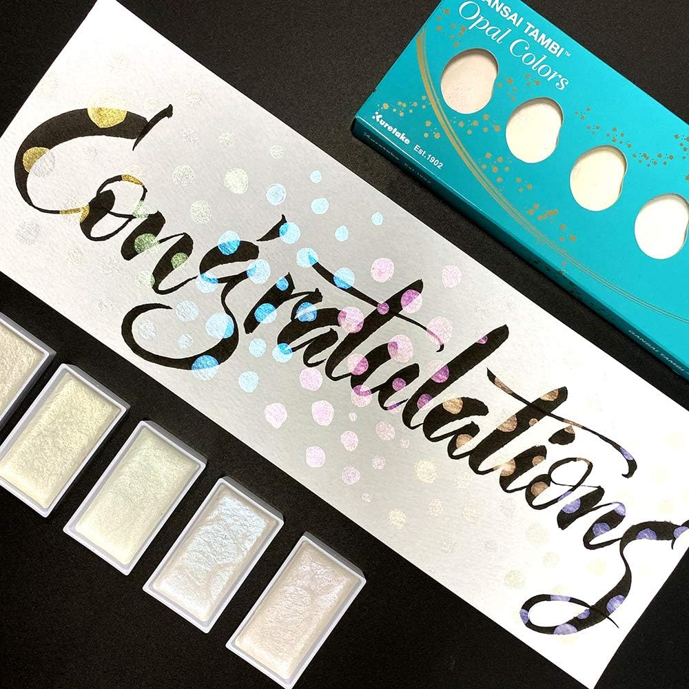 Kuretake GANSAI TAMBI OPAL COLORS, 6 colors set, Watercolor paint for Professional, for artists and crafters,Illustrations, Drawing, Lettering, Made in Japan