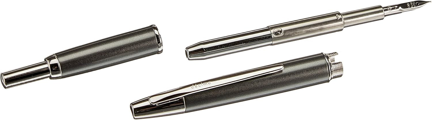 PILOT Fountain Pen Capless Decimo, Dark Gray Myca Body, M-Nib