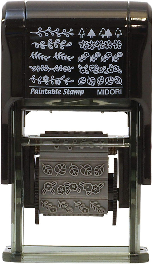 Midori 35383006 Stamp, Rotating Stamp, Plant Pattern