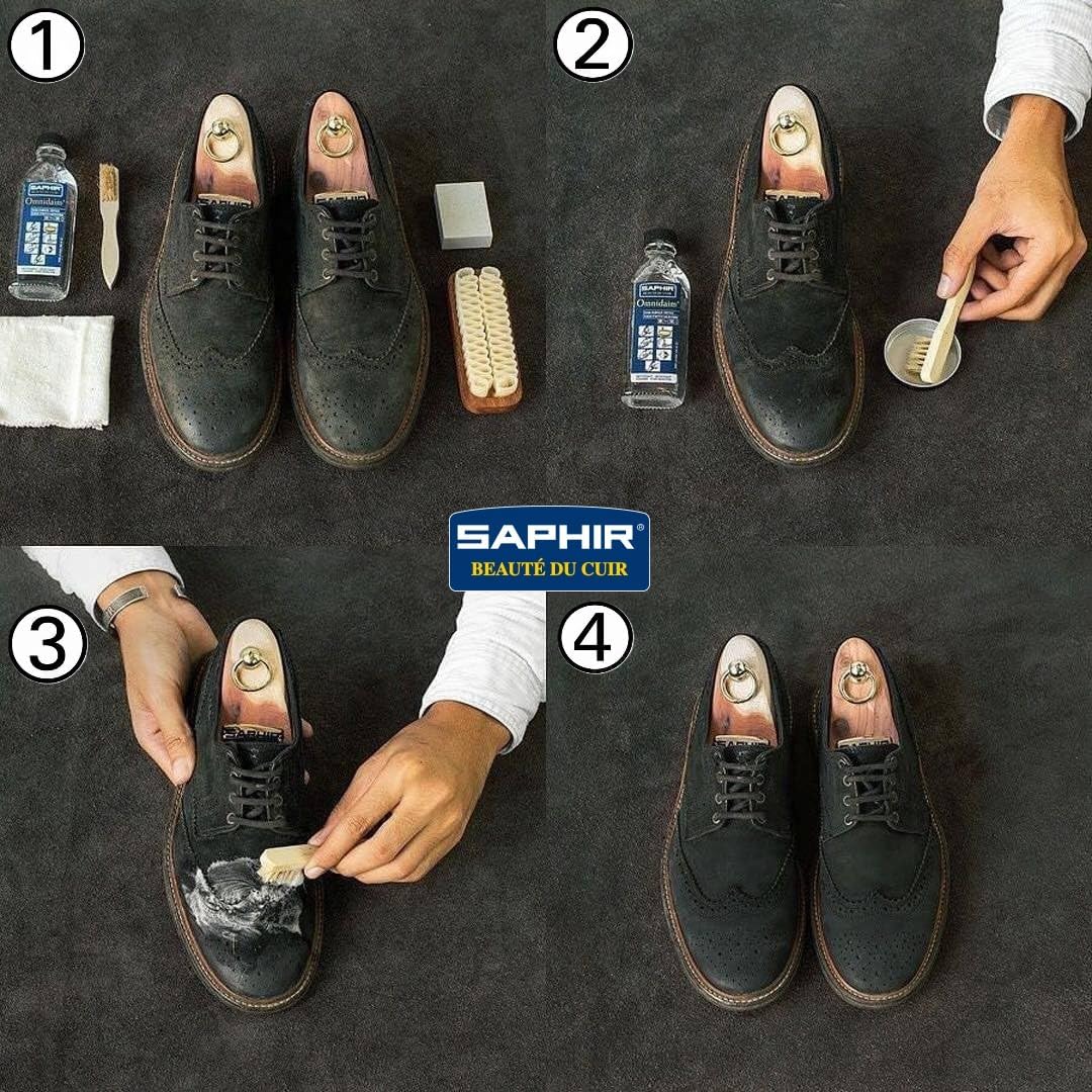 Saphir Suede Cleaner Omni Lotion, Stain Remover, Care Shampoo, 100ml