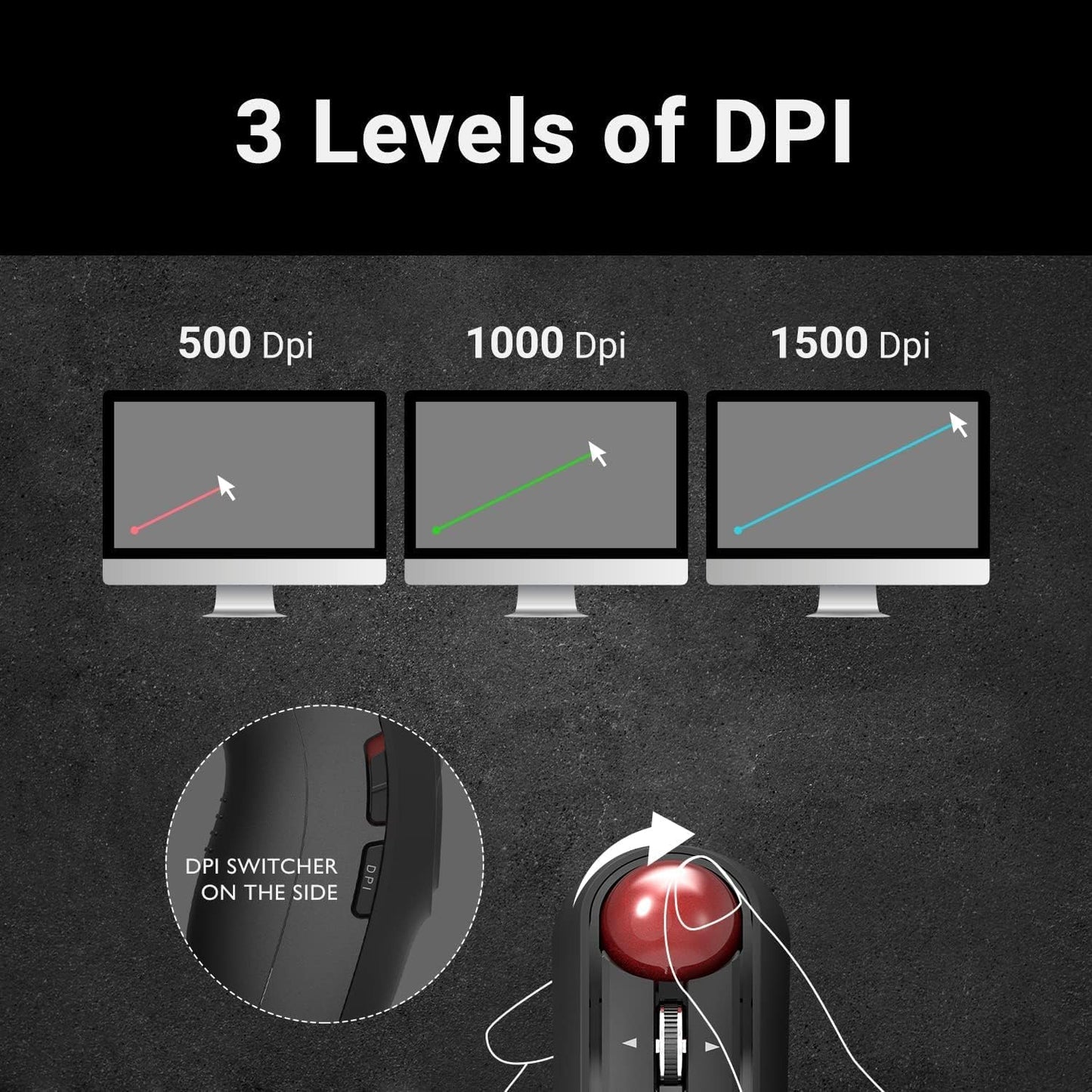 ELECOM Relacon Handheld Trackball Mouse, Thumb Control, 2.4GHz Wireless, Ergonomic Design, 10-Button Function with Smooth Tracking, Windows11, MacOS (M-RT1DRBK)