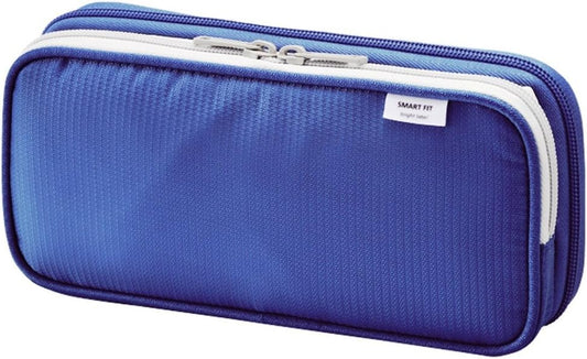 LIHIT LAB Double Pen Case, Large, 4.1 x 8.7", Blue (A7661-8)