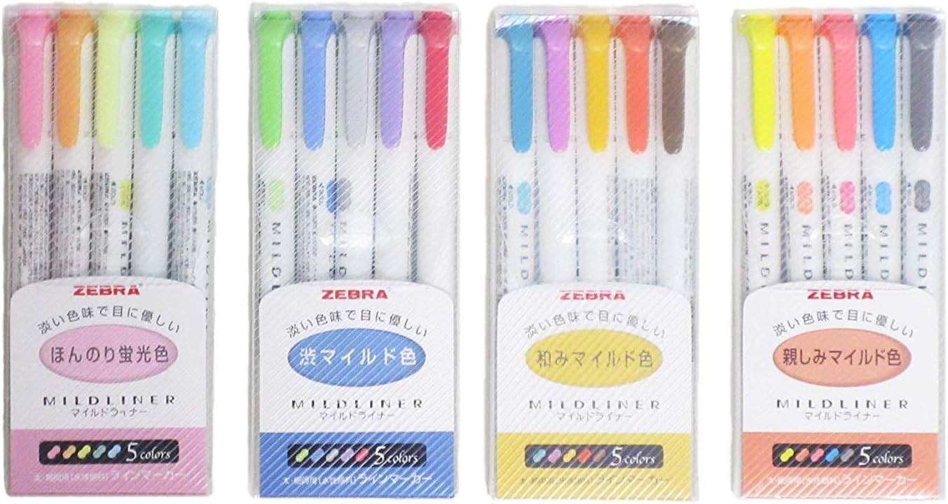 ZEBRA Mildliner Highlighter Pen Set, 20 Pastel Color Set (Japan Import)
