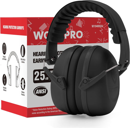 WORKPRO Noise Cancelling Headphones for Kids, NRR 25dB Kids Ear Protection for Autism, Noise Reduction Safety Ear Muffs for Concentration Shooting Range DIY, Black