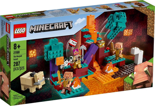 LEGO Minecraft Warped Forest 21168 building kit with Nether adventure scene, Minecraft characters, and hostile mobs