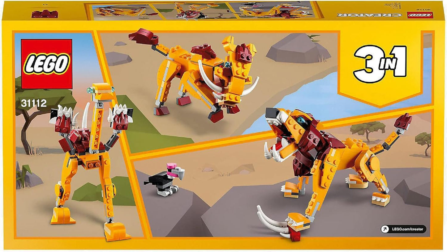 LEGO 31112 Creator 3 in 1 Wild Lion, Ostrich, Warthog, Animal Figurines Toy for Children from 7 Years