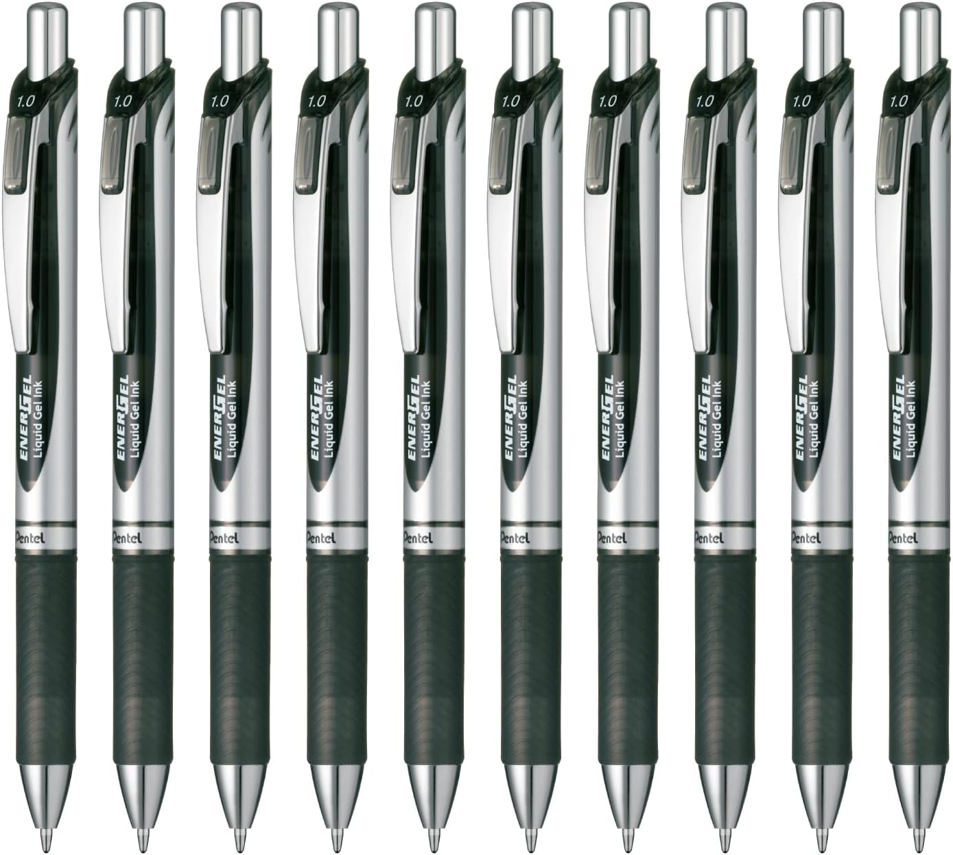 Pentel EnerGel BL80-A 1.0 Black Gel Ink Ballpoint Pen, 10 Count