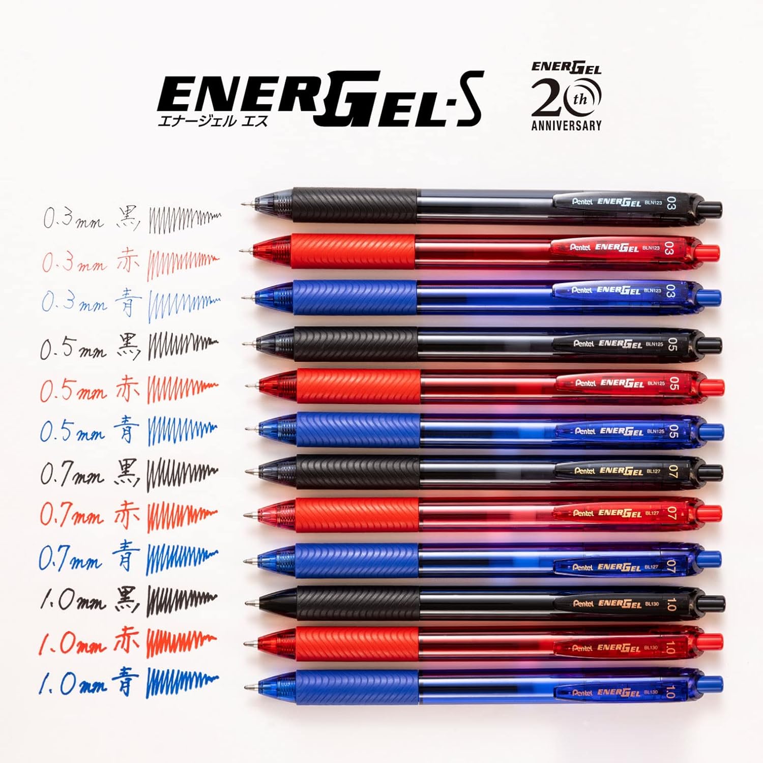 Pentel BLN125-C Gel Ink Ballpoint Pen, EnerGel S, 0.5mm, Blue, 10 Pieces