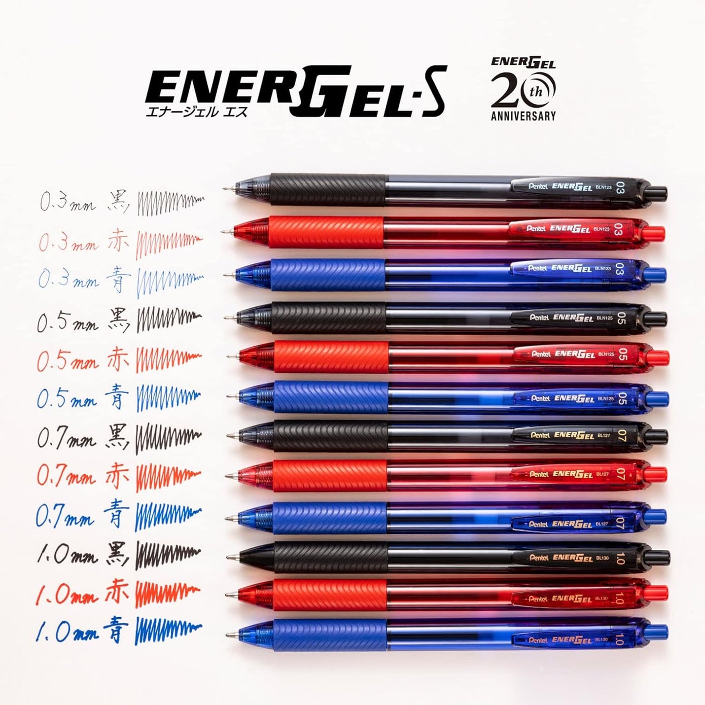 Pentel EnerGel S Gel Ink Pen 0.5mm Black – Pack of 10 (BLN125-A)