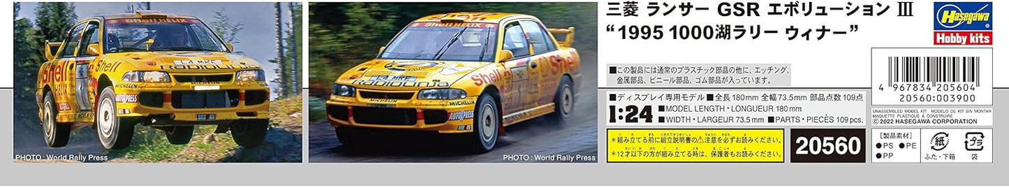 Hasegawa 1:24 Mitsubishi Lancer GSR Evolution III '1995 1000 Lakes Rally Winner'