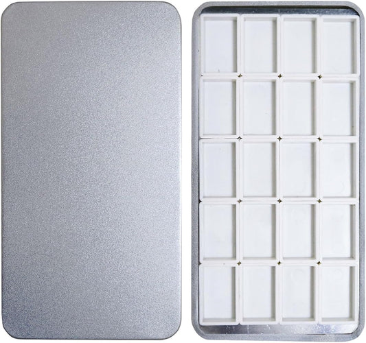 FCLUB Empty Watercolor Palette, 20 Full Pans with 3M Magnetic Tape, Watercolor Tin, Paint Tray Pallet with Water Color Pans, Empty Full Painting Pans for Watercolor, Acrylic Water-Based Pigments