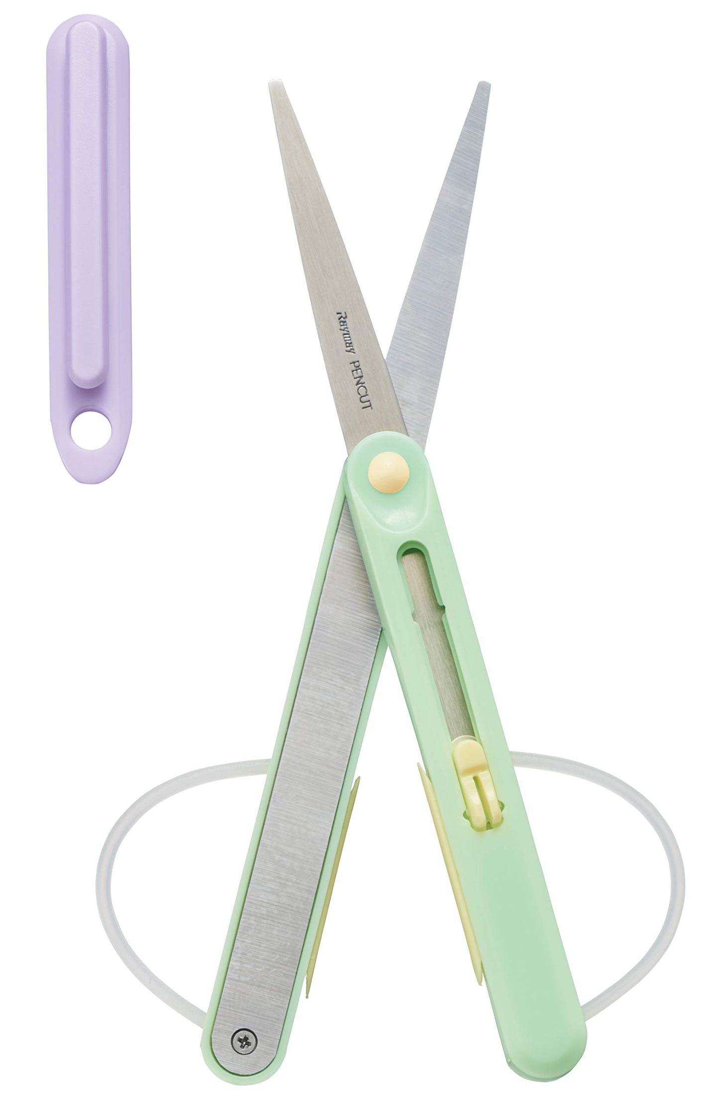 RaymayFujii SH706V Scissors Pen Cut Compact Portable Scissors for Ambidextrous Left Handed Left-Handed Violet x Green