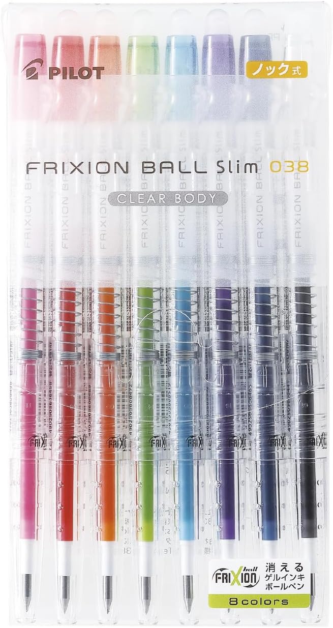 PILOT LFBS-144UF-NC8C Gel Ink Ballpoint Pen, FriXion Ball Slim, 038 (Transparent Body)