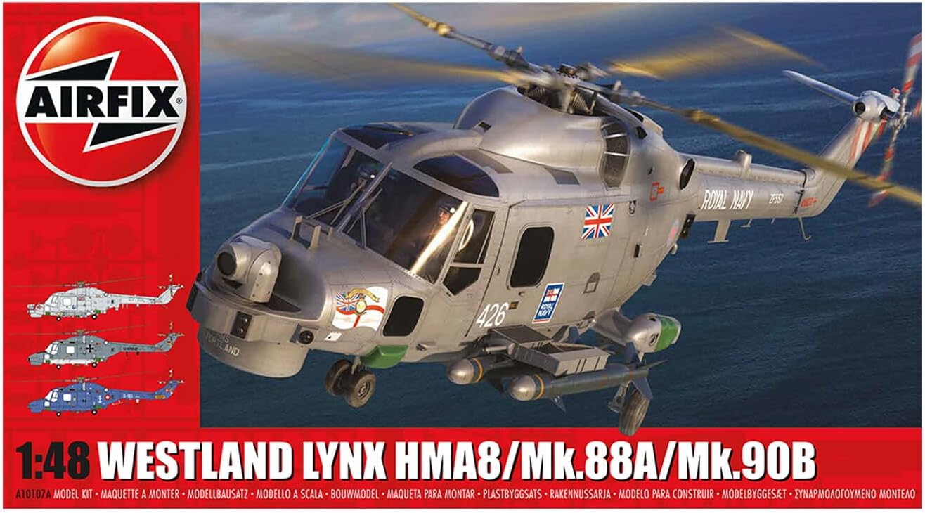 Airfix Westland Lynx HM8 / MK 88A MK 90B 1:48 Military Helicopter Plastic Model Kit A10107A