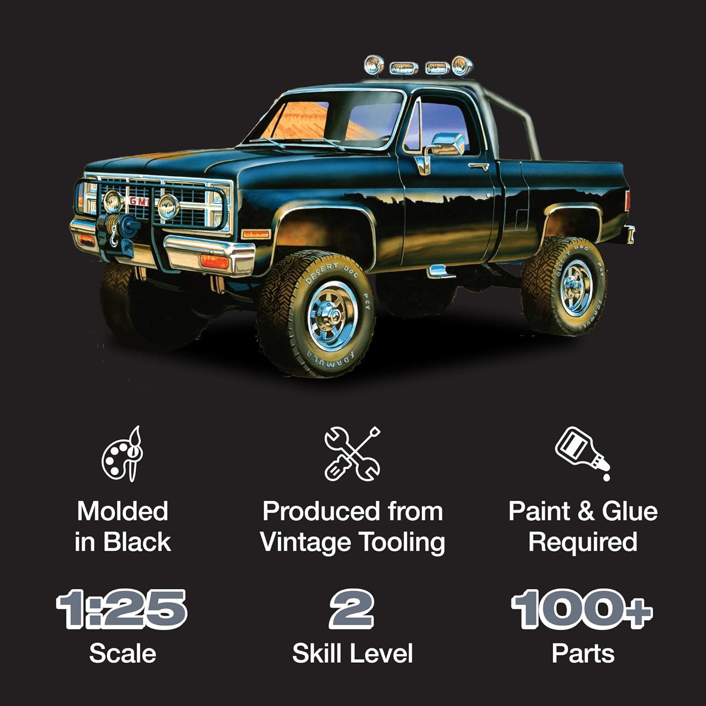 MPC 1984 GMC Pickup 1:25 Scale Model Kit (Black Version)