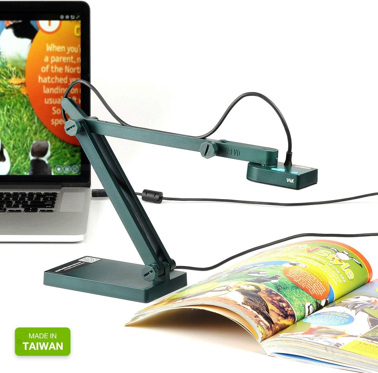 IPEVO V4K Ultra High Definition 8MP USB Document Camera ??? Mac OS, Windows, Chromebook Compatible for Live Demo, Web Conferencing, Distance Learning, Remote Teaching