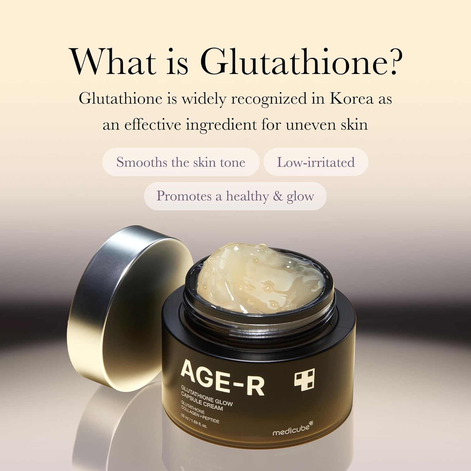medicube AGE-R Glutathione Glow Capsule Facial Cream – Instant Lifting Moisturizer with Collagen Peptide, 1.69 fl.oz (Korean Skin Care)