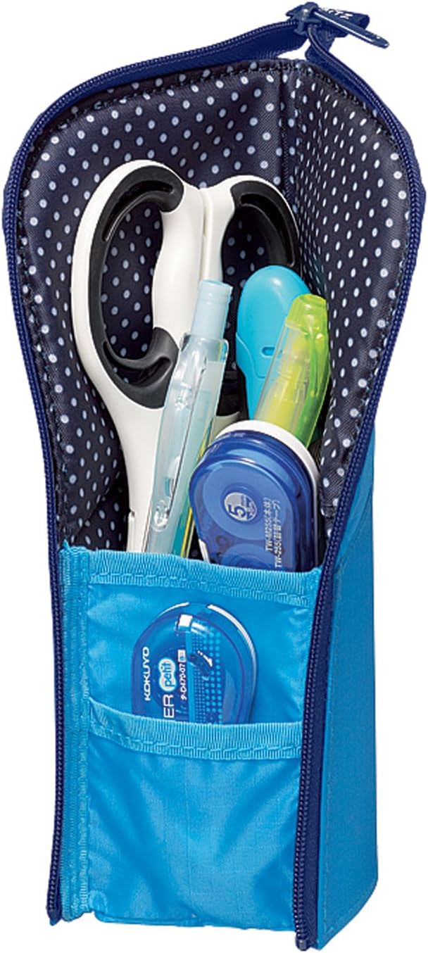 Kokuyo NeoCritz Transformer Pencil Case - Blue / Navy Dot