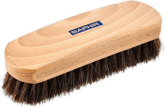 Saphir Natural Horsehair Brush - Shoe Polish Brush for Cleaning, Polishing & Buffing Leather Shoes - 7" (18cm)