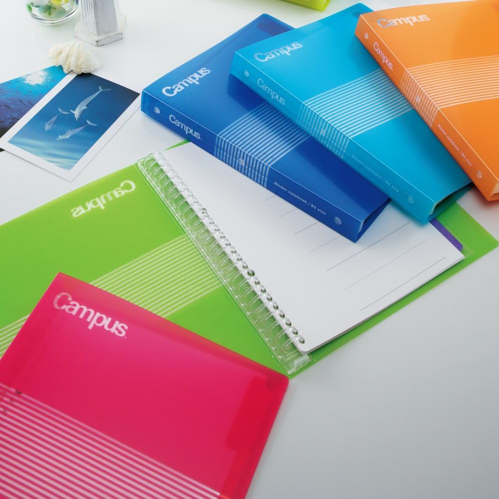 KOKUYO Campus B5 Slide Binder Notebook with 5 Tab Dividers, PP Cover, 26 Hole, 100 Sheets Capacity, Light Blue, Japan Import (RU-P334NLB)