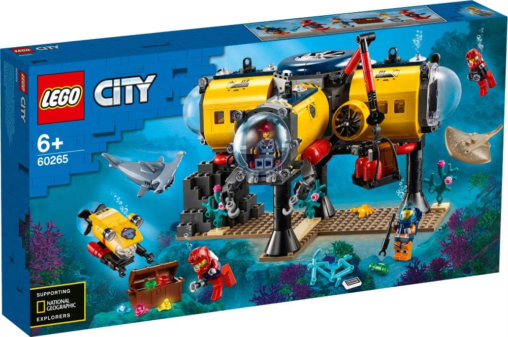 LEGO 60265 City Oceans Exploration Base Deep Sea Underwater Set, Diving Adventures Toys for Kids