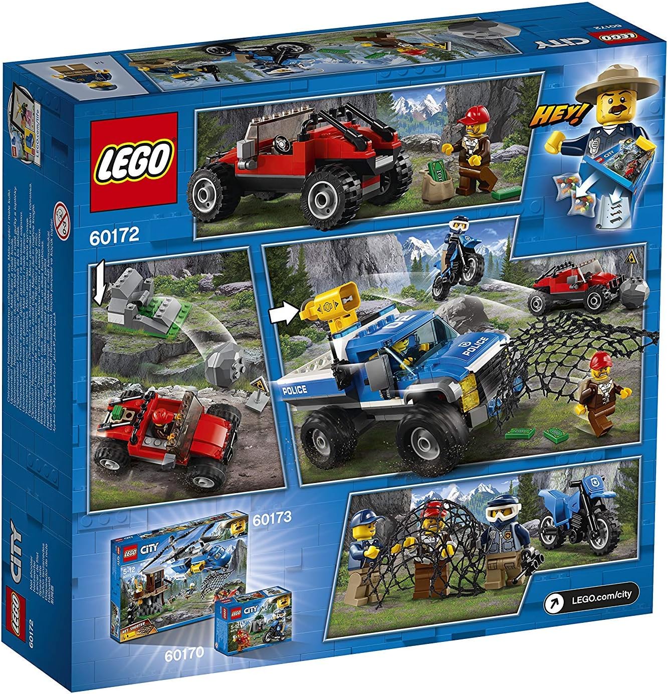 City Mountain Dirt Road Pursuit Police Building Set, Police 4x4 Toy Car & Buggy, Police Toys for Kids