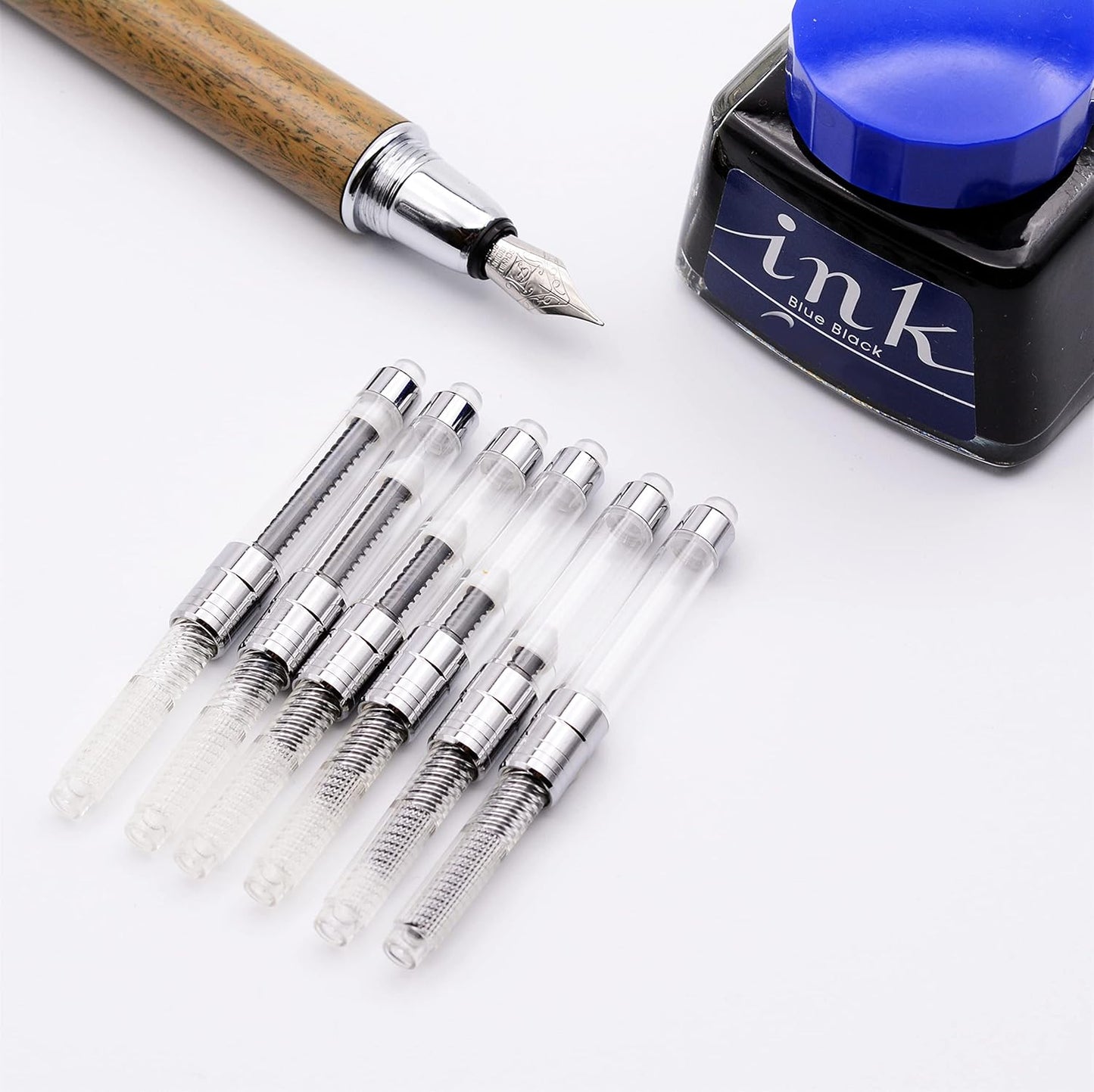 LACHIEVA LUX - International Size Fountain Pen Ink Converter- 6 Pack (Clear)