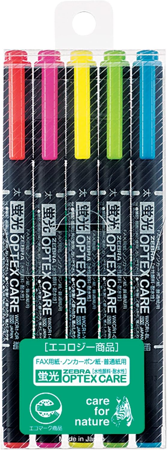 ZEBRA WKCR1-5C Highlighter, Optex Care, 5 Colors