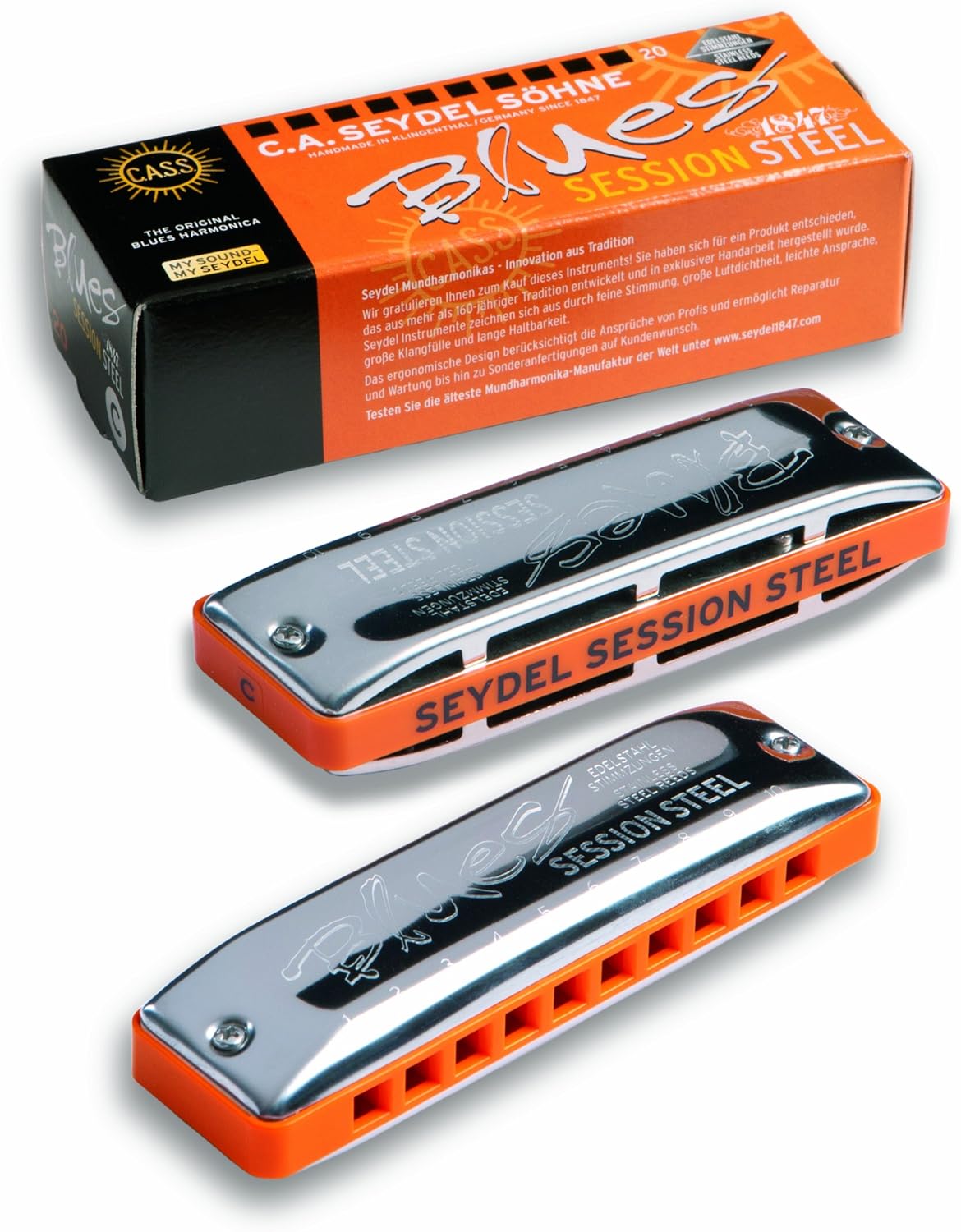 Seydel Blues Harmonica, 10-Hole, SESSION Steel D