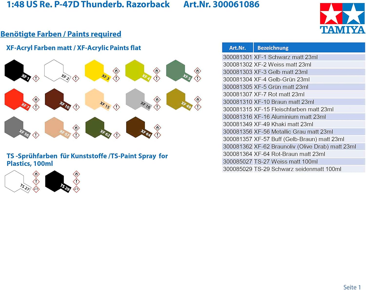 Tamiya 1/48 Republic P-47D Thunderbolt Razorback WWII Fighter Aircraft Model Kit