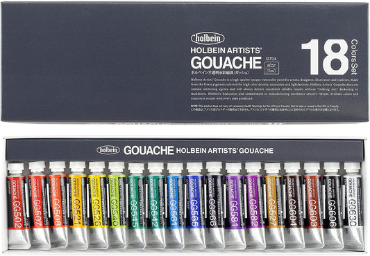 Holbein Artist Gouache Set G703 : 18 x 5ml tubes