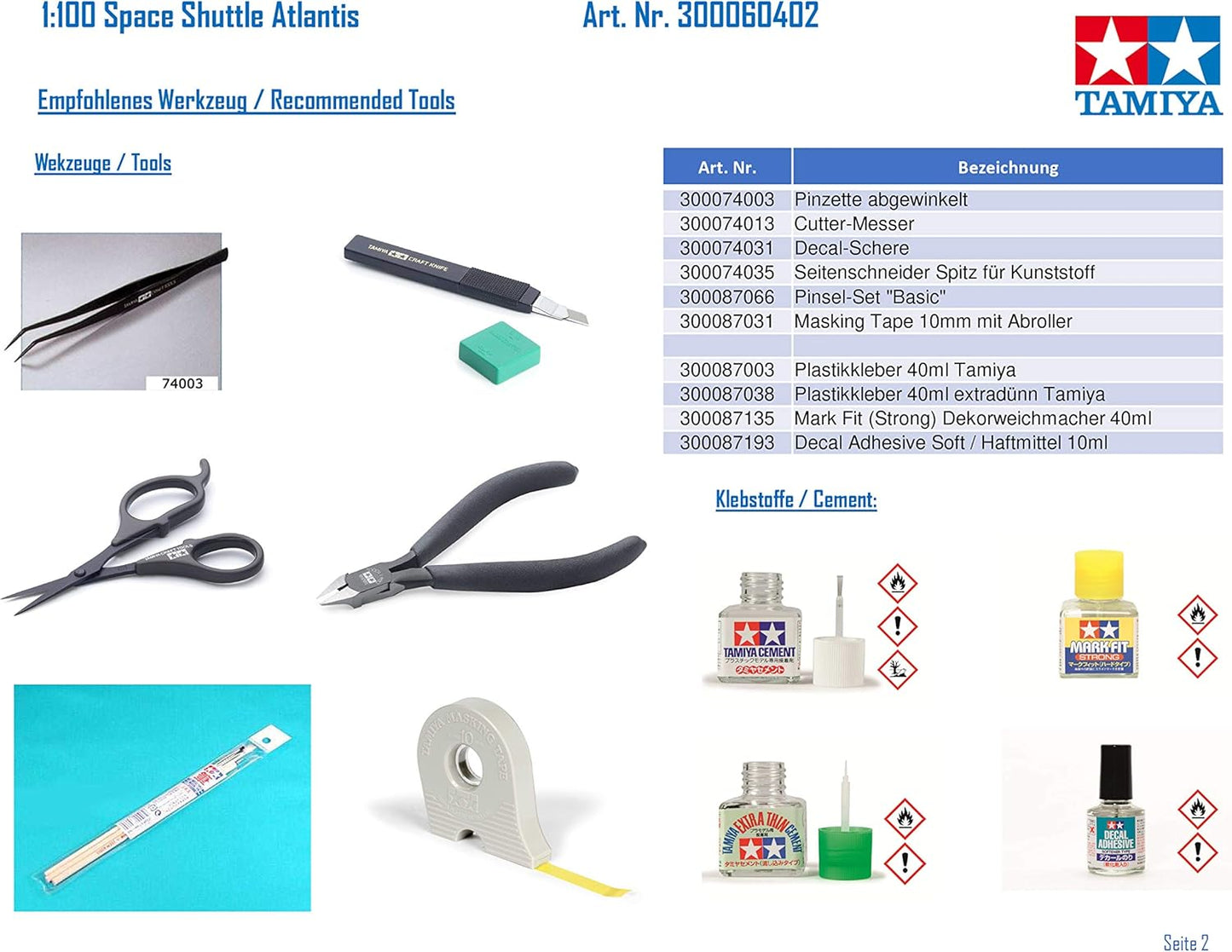 Tamiya Models Pace Shuttle Atlantis Model Kit