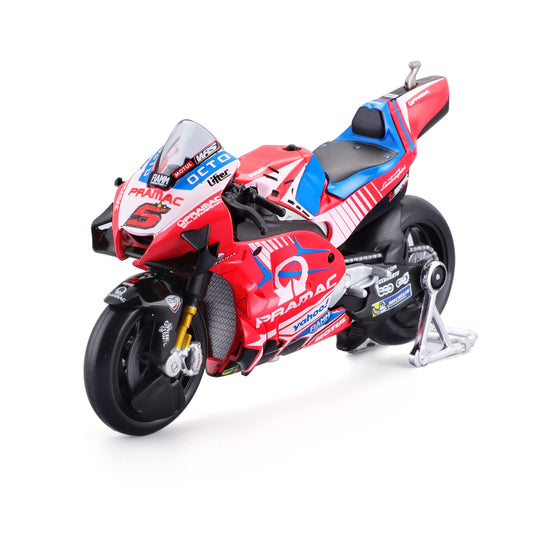 Maisto - 1/18 Moto GP Racing - Ducati Pramac #5 Johann Zarco - New FA 2022 - Miniature Motorcycle for Children - Scale Reproduction
