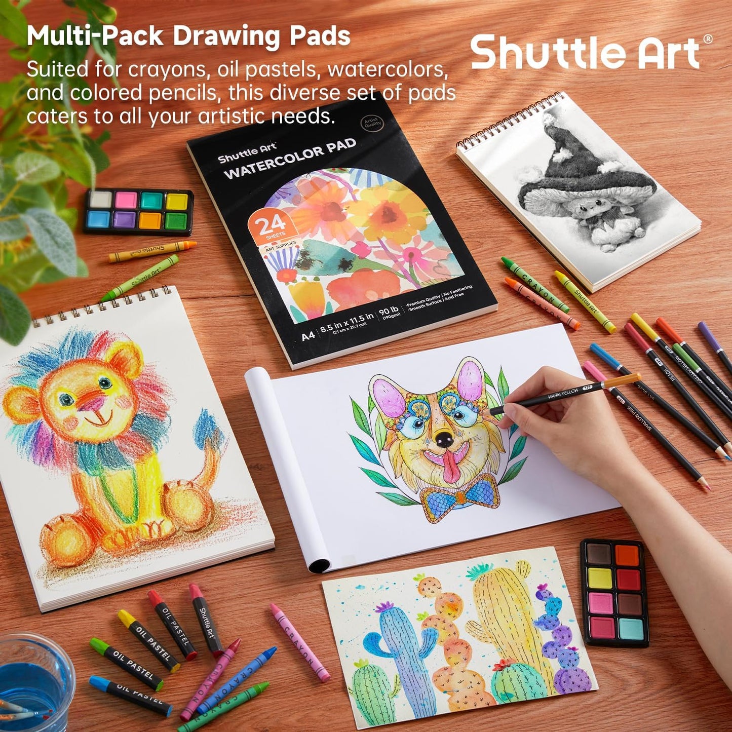 Shuttle Art 186 Piece Deluxe Art Set, Wooden Case, Art Supplies for Kids, Teens & Adults
